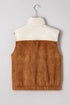 Colorblock Sherpa Half Zip Stand Neck Vest